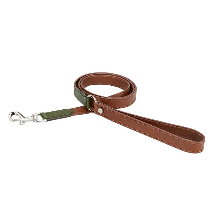 

New Pet Products Large Dog Leather Leash, Dark brown/brown/green