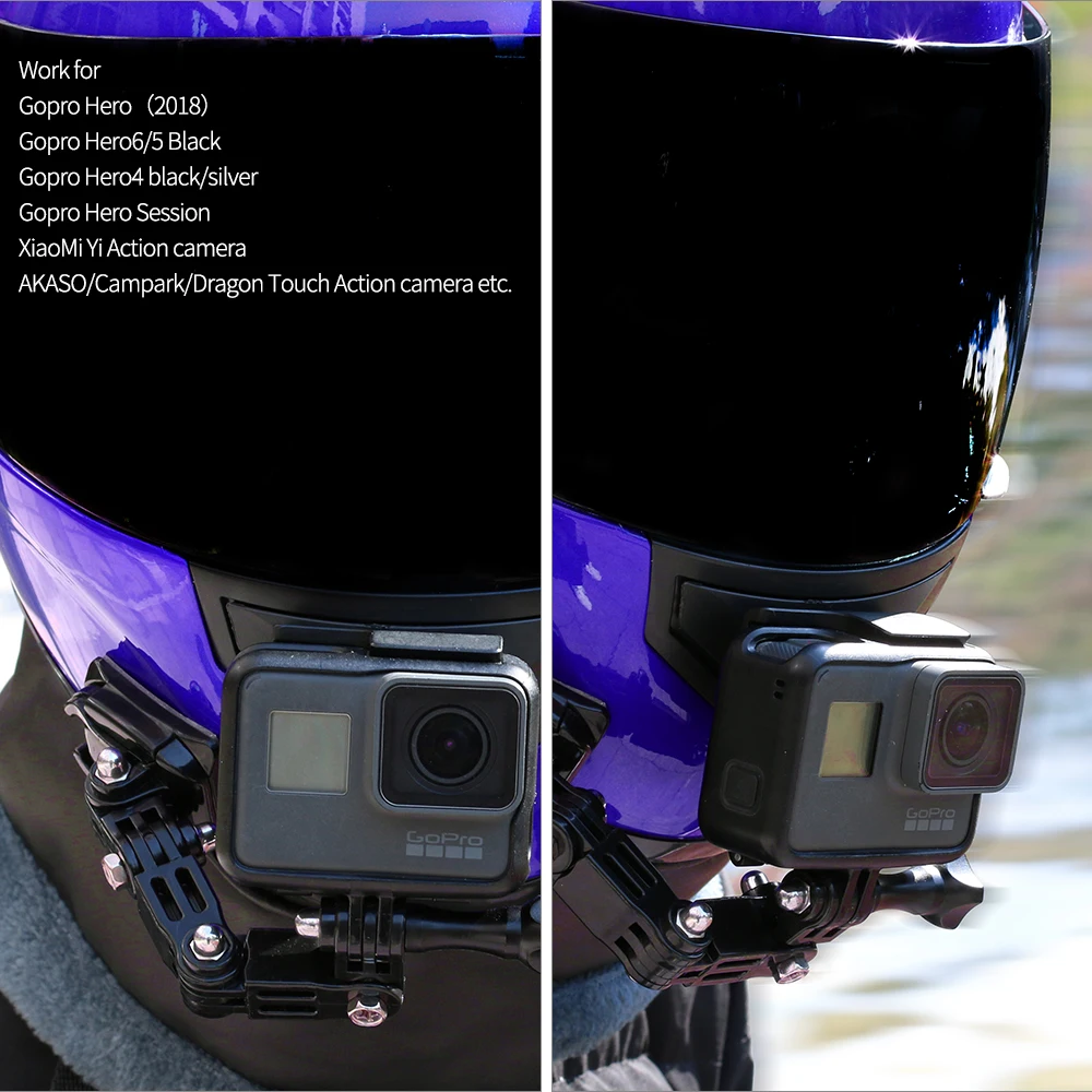
SUREWO Action Camera Motorcycle Helmet Camera Mount for GoPro Hero 8/7 black 6 5 Black SJ6000 YI and More 