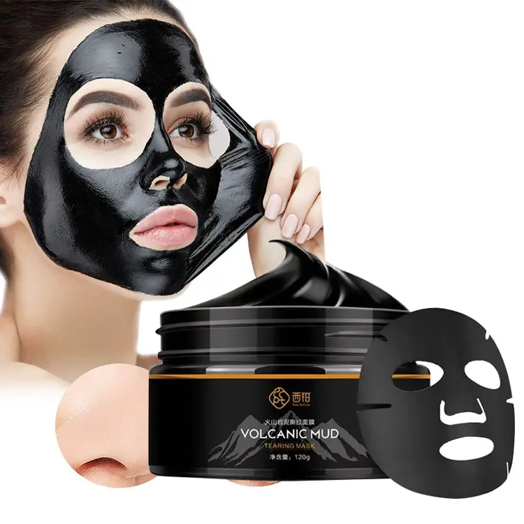 

Volcanic Mud Black Mask Cream , Private Label Bulk Sale Women Facial Peel Off Activated Bamboo Black Charcoal Sheet Mask