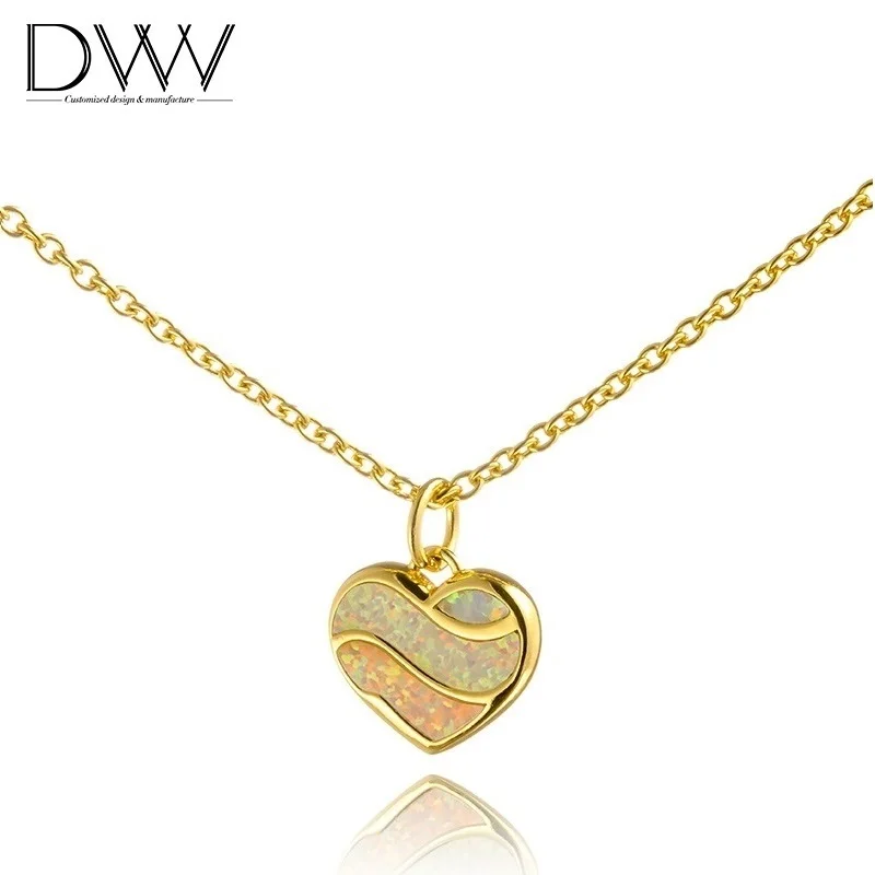 

Gold Plated Sterling Silver 925 Opal Stone Heart Shape 18K Gold Jewelry Necklace, Customized color