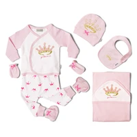 

1 Set Selling Princess Printing Baby Bib Sock Blanket Baby Girl Clothes Set Newborn