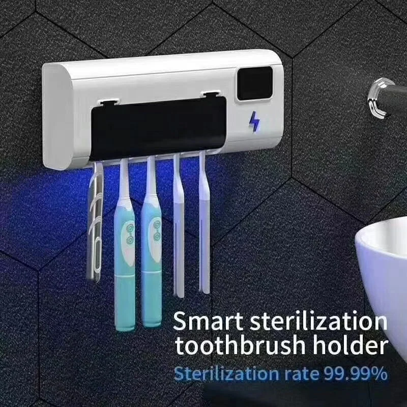 Light Box Uv-c Clean Disinfection Bathroom Holder Wall Mounted Sterilizer Timing Uv Toothbrush Sanitizer