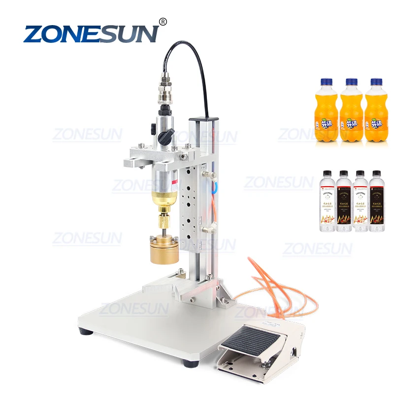

ZONESUN ZS-XGPZ1 Semi Automatic Fully Pneumatic Desktop Plastic Bottle Capping Machine For 10-50MM Bottle Cap
