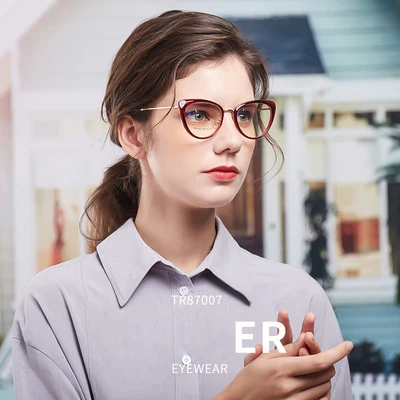 

Cateye Blueblocker Sunglasses gaming computer Eyeglasses Frames tr90Clear blue light blocking screen protector ladies spectacles
