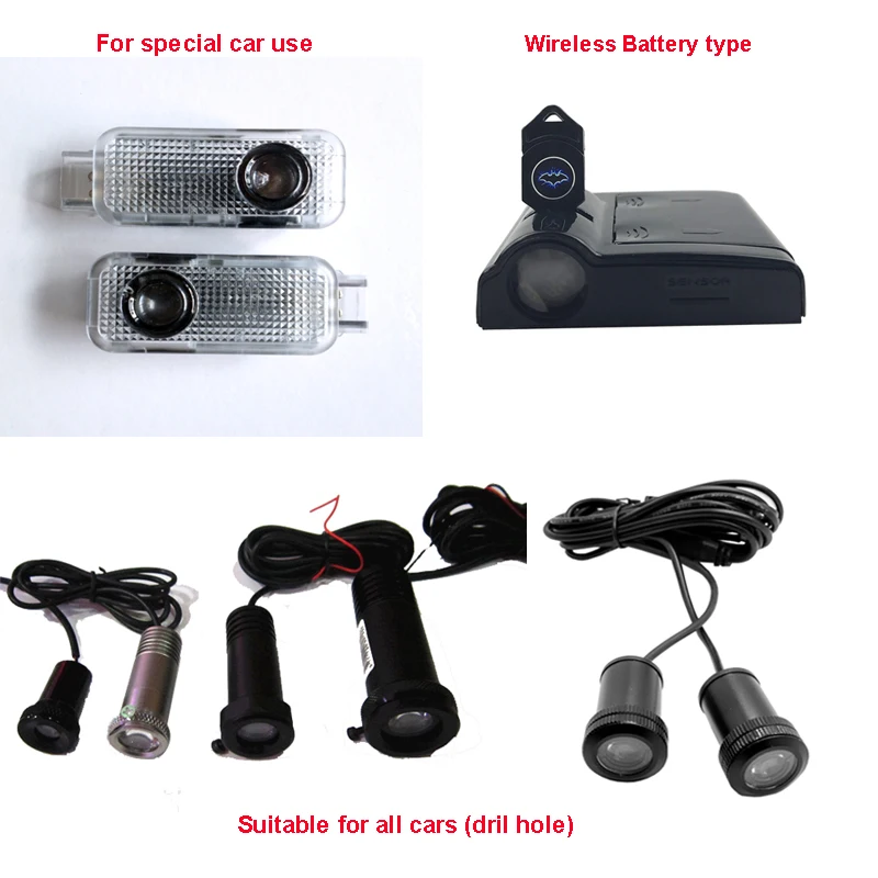 2pcs Battery Powered Wireless Laser Projector Courtesy Lights