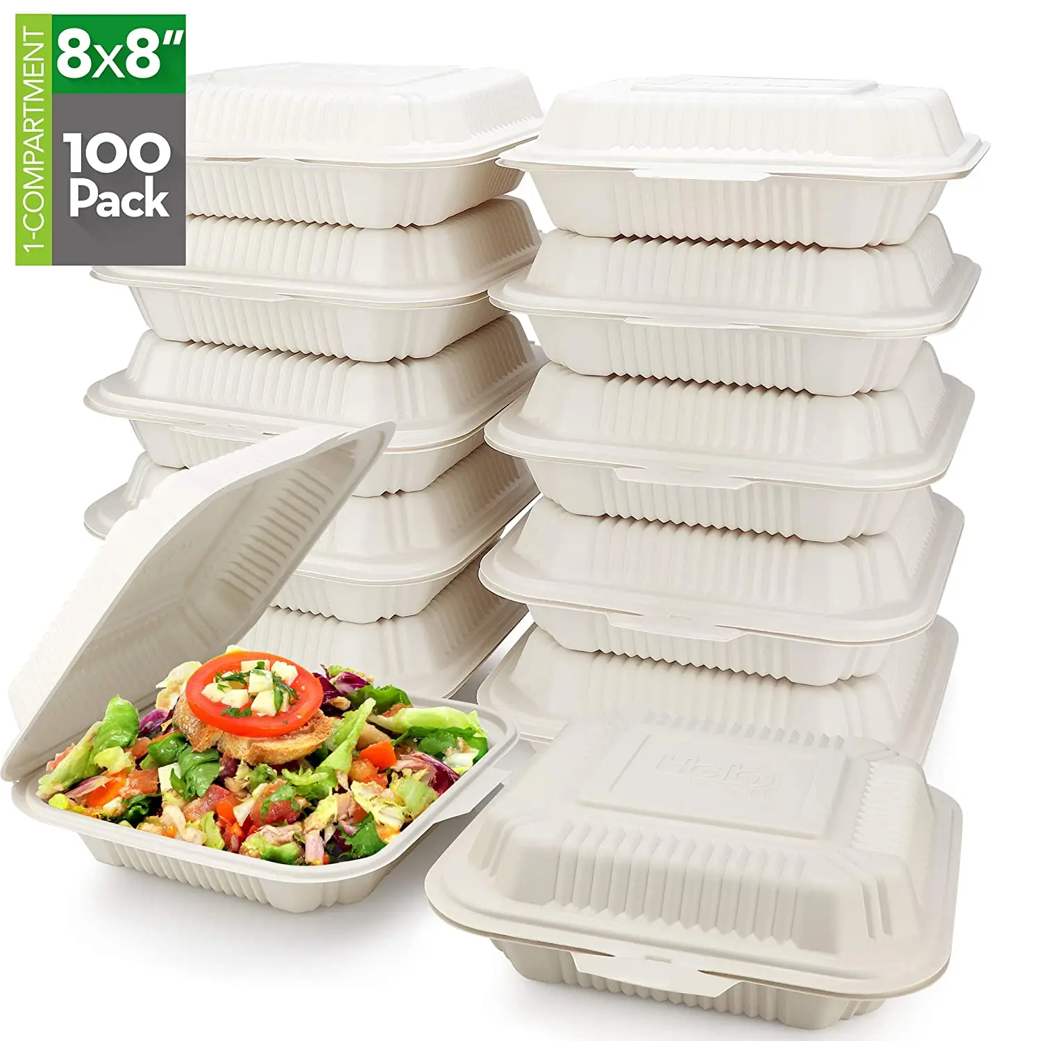 

5 Box Lunch Compartment Disposable Cornstarch Take Out Container Food Boxes School, White/black/yellow/green