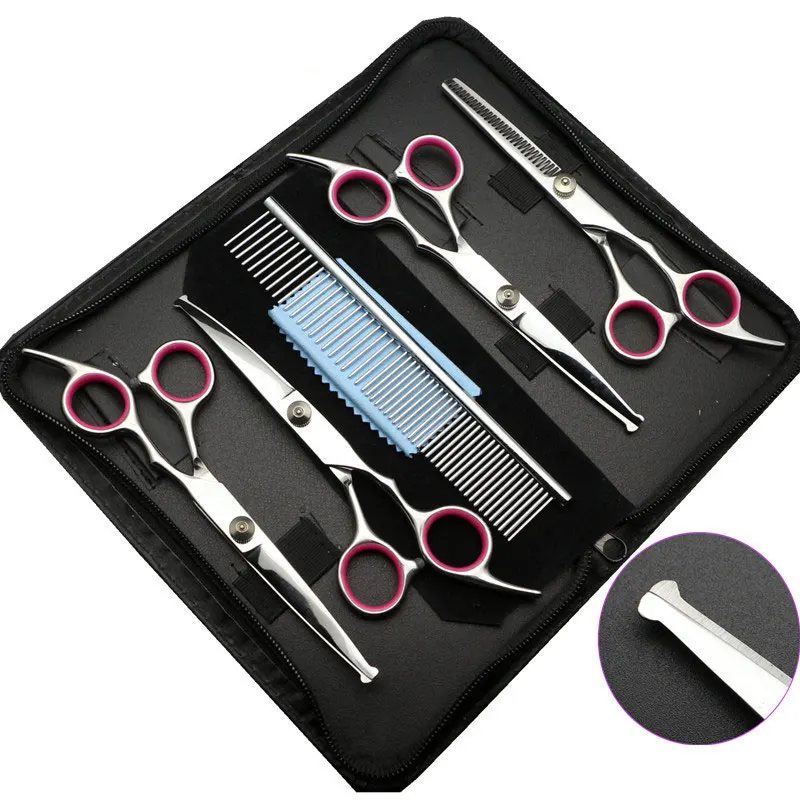 

Pet grooming professional stainless steel dog grooming scissors set, Pink, blue