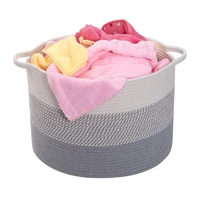 

2019 trending amazon product custom size cheap extra large foldable with handles cotton rope basket for baby toys storage