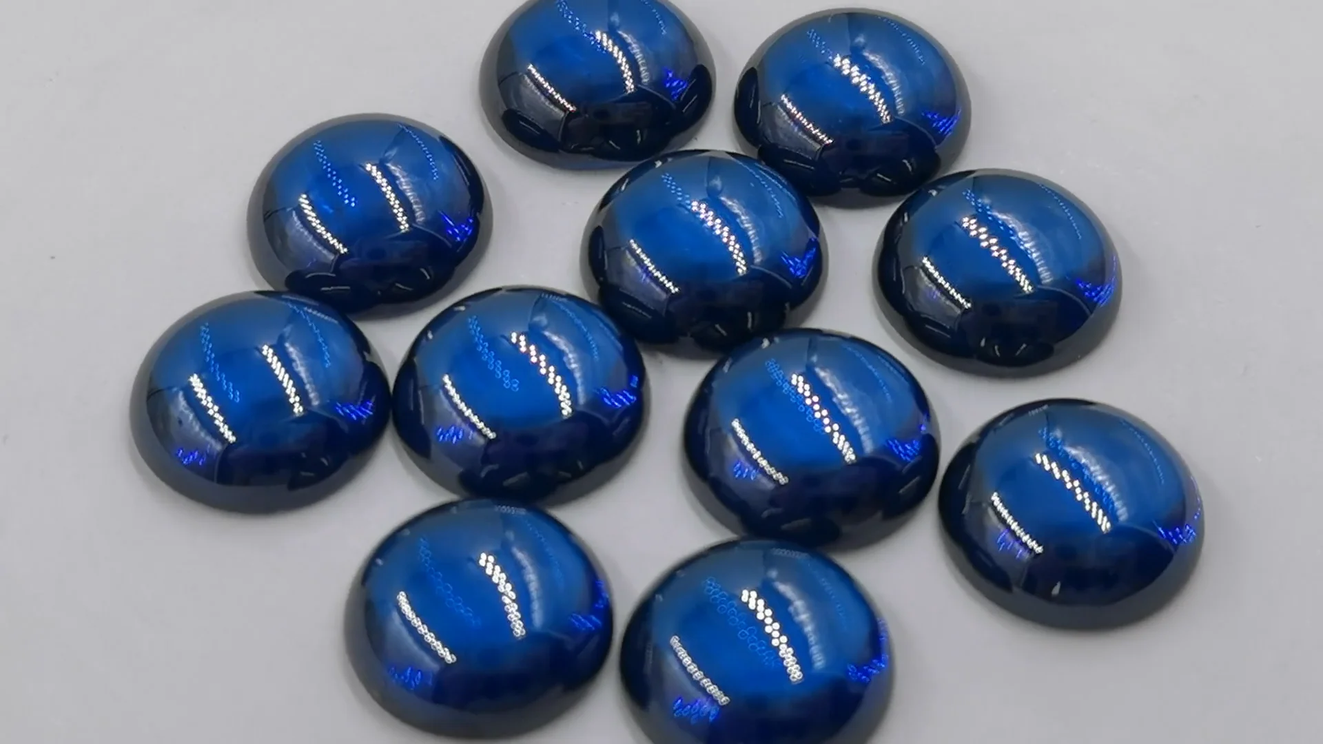 松散宝石蓝宝石蓝色 12.0毫米圆形平背cz凸面型立方氧化锆石头