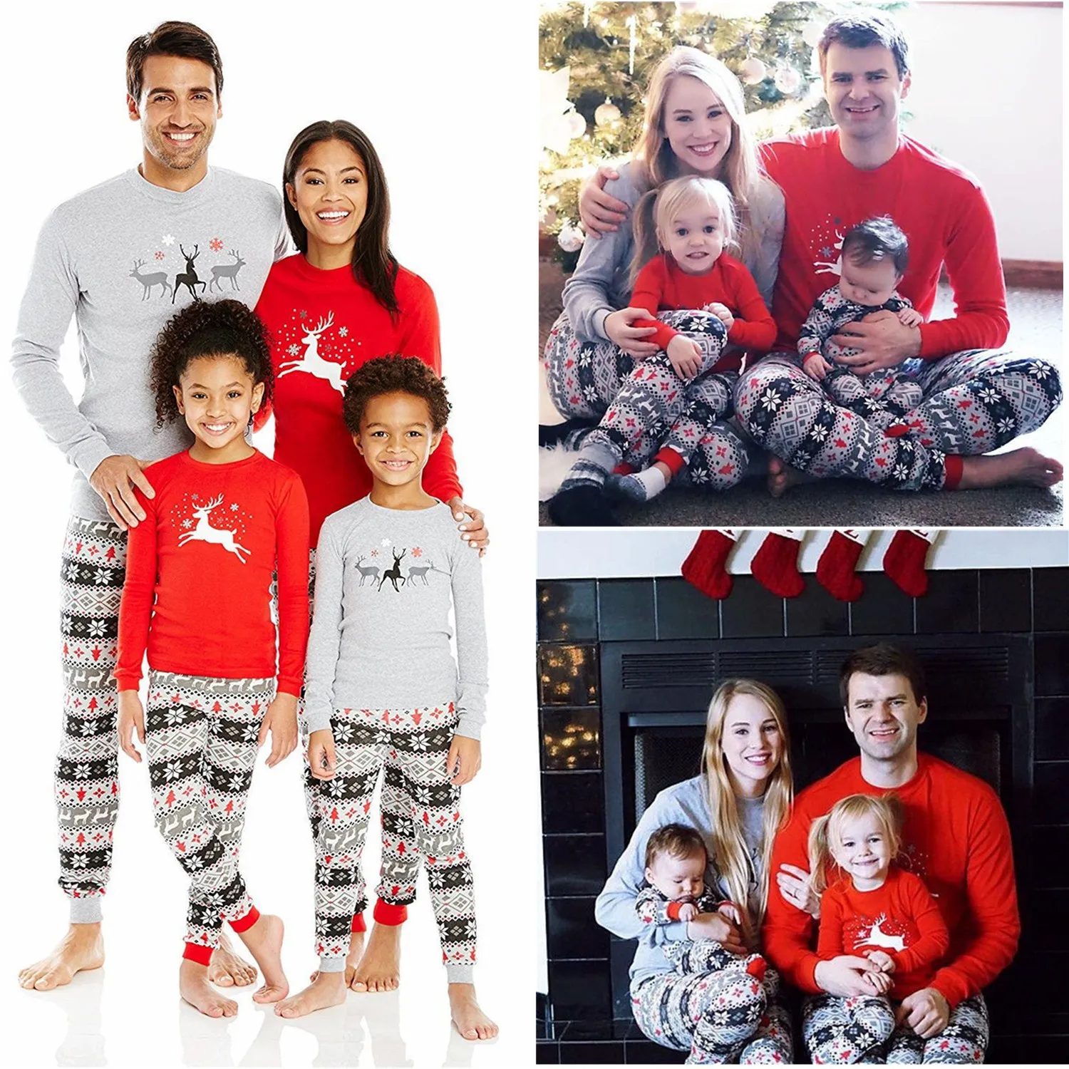 

Family Pajamas Matching Sets Matching Christmas PJs with Reindeer Letter Printed Sleepwear