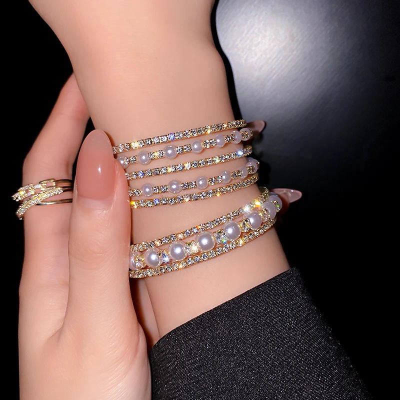 

fashion trendy 5 raws womens crystal bracelets