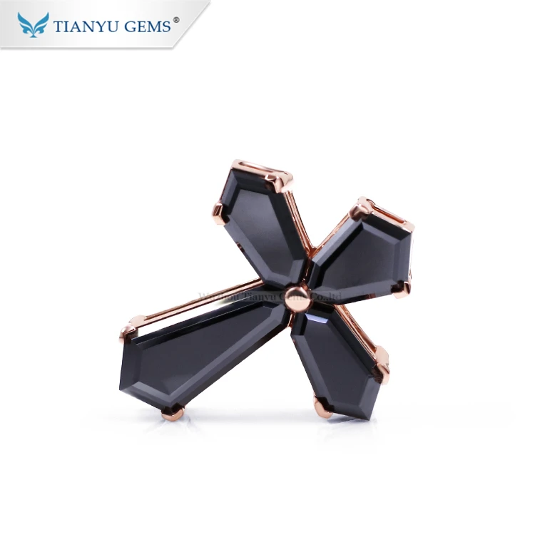 

Tianyu gems cross pendant black moissanite diamonds rose gold material fashion necklace