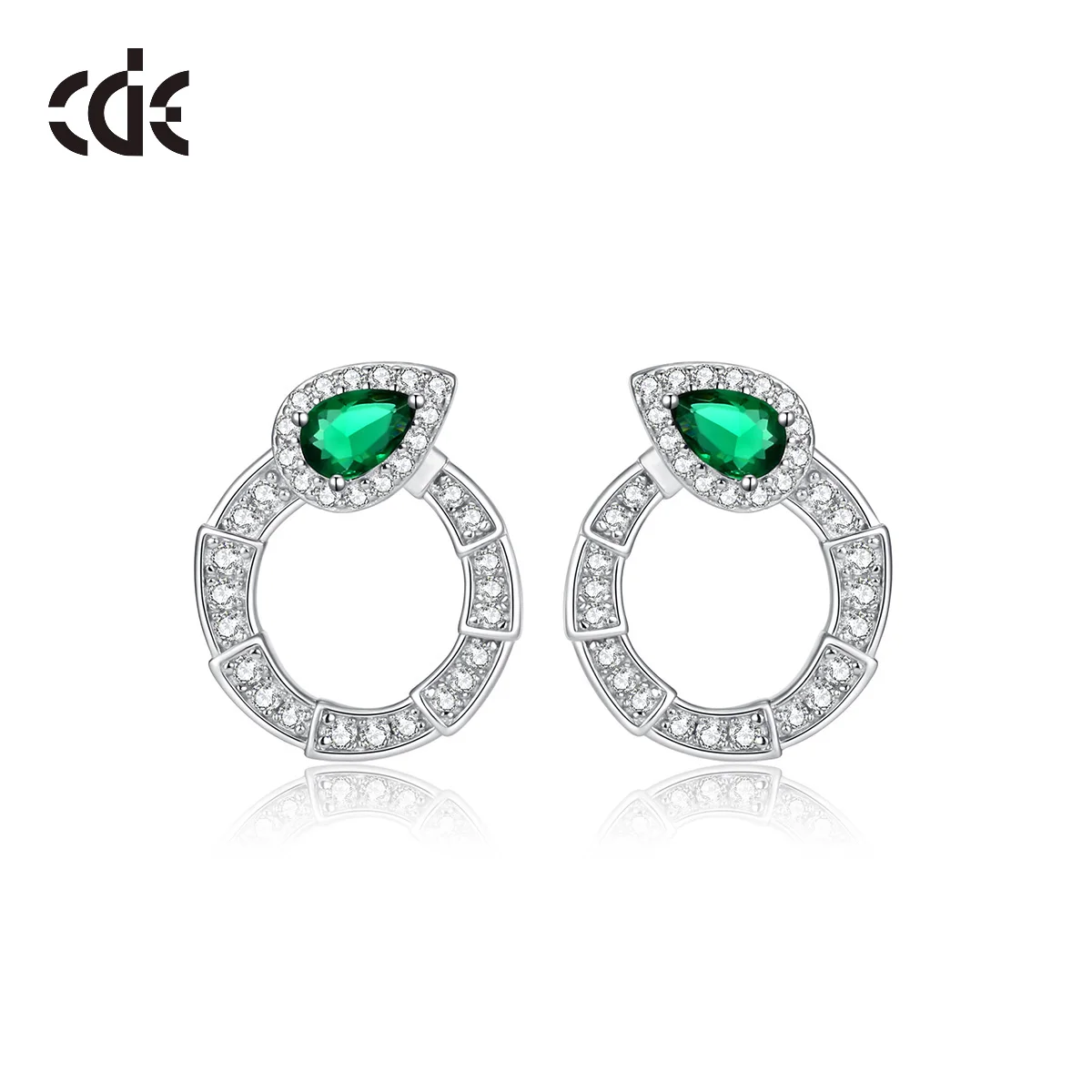 

CDE YE1743 Luxury Jewelry 925 Sterling Silver Snake Earrings DIY New Arrival Rhodium Plated Emerald Crystal Earrings For Women