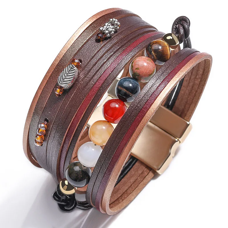 

New Fashion Hand-woven Bracelets Natural Stone Beaded Jewelry Bohemia Women Christmas Gift Wholesale