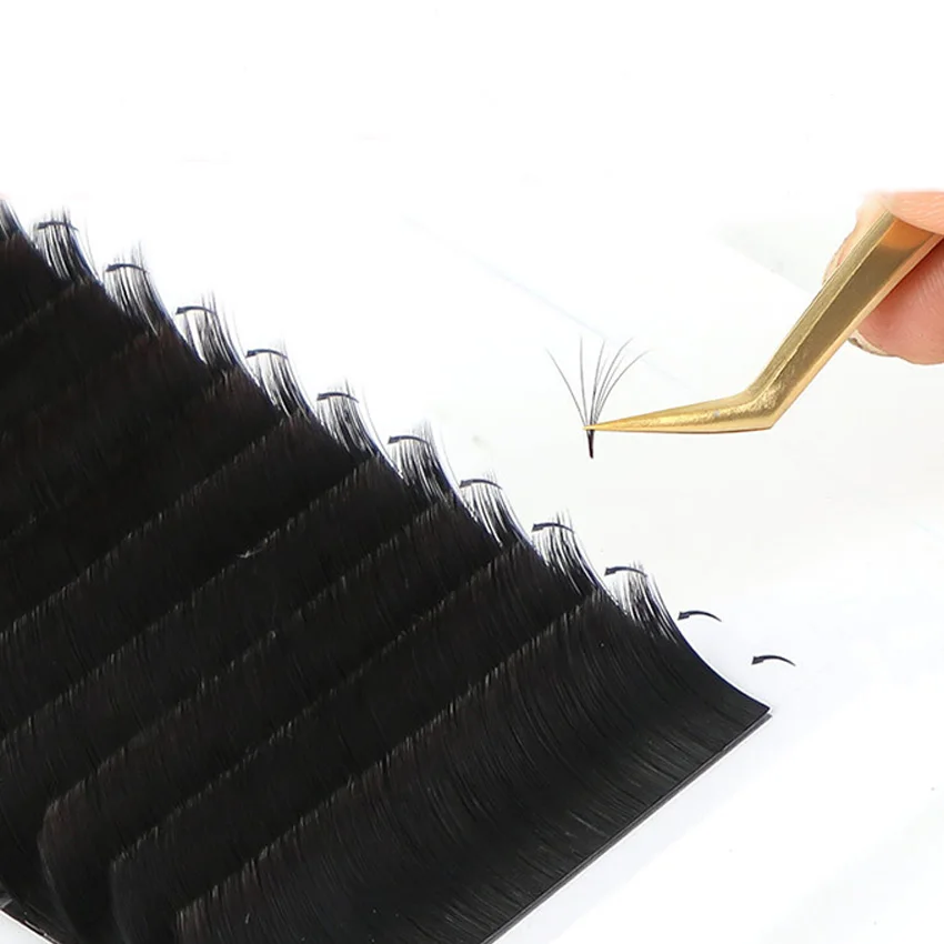 

0.03 8-17 trays russian Volume One Second Rapid Blooming Eyelash Extension auto fan eyelash easy fanning eyelash extensions, Natural black