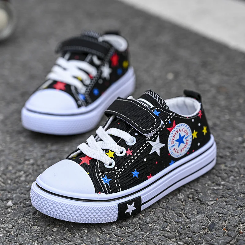 

Trendy Fashion Slip on Toddler Boys Girls Kids White Canvas Shoes Children's Casual Shoes Canvas Sneakers with Hook and Loops, 2 colors