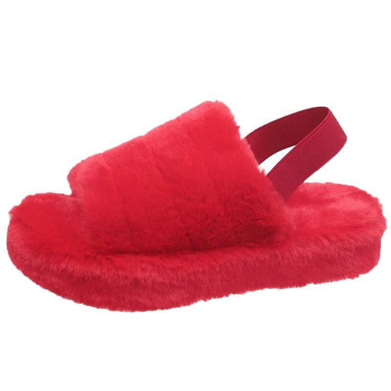 

Fur Slippers Fluffy Furry Slippers Sandals House With Fur Slides Female Warm Soft Indoor Sandals Slippers Women 2021, Yellow, red, blue, black, beige, gray, pink, rose red, leopard, multi