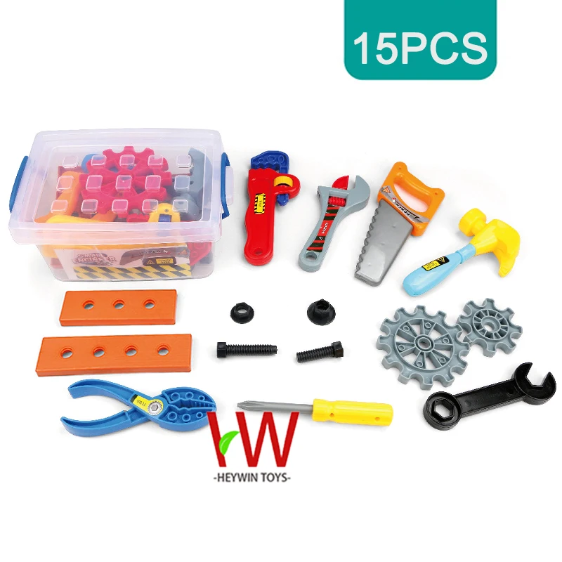 Kids Pretend Play Construction Tool Toy Set w/ Box Saw Pliers Hammer Screwdriver 