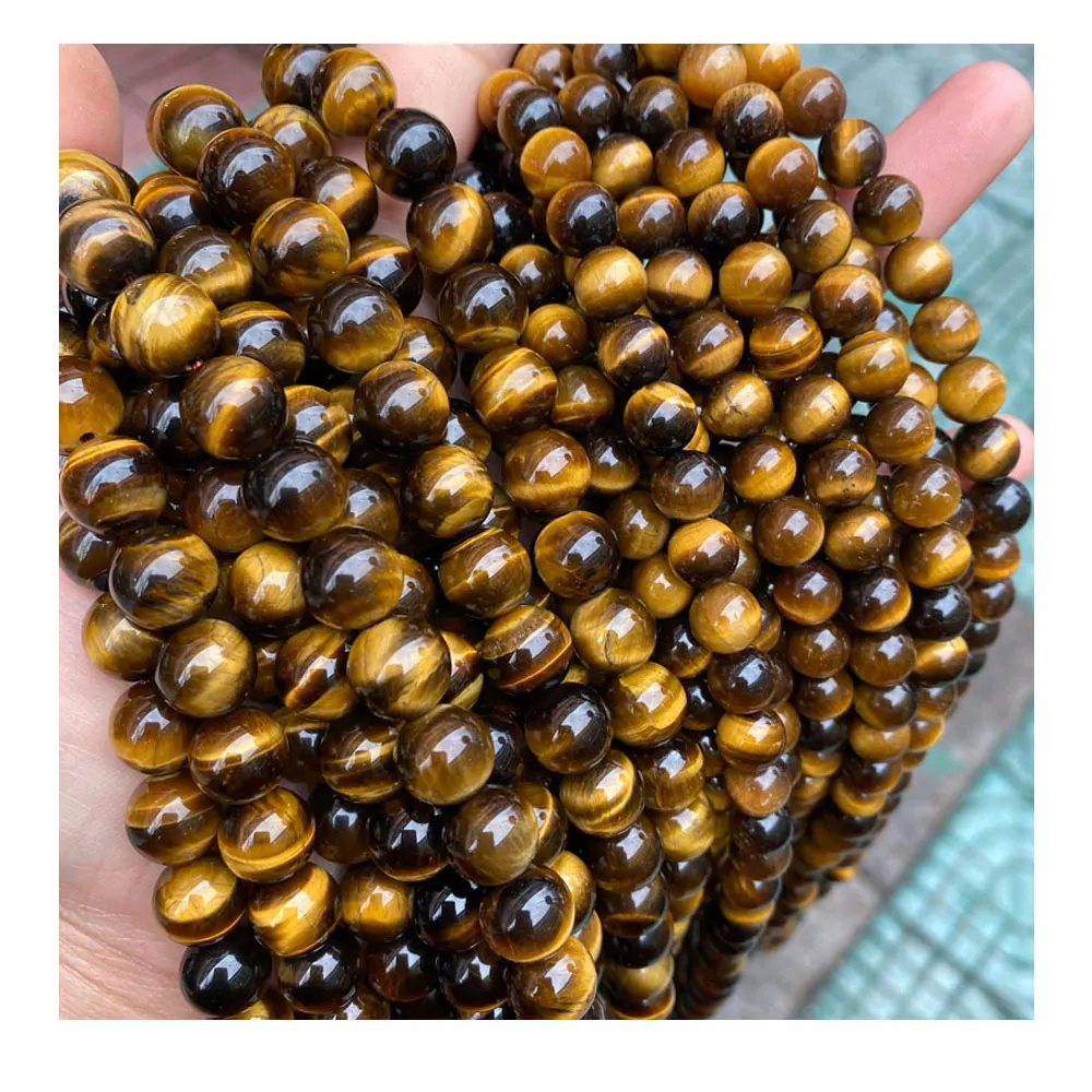 

Wholesale Round Loose Gemstone Beads 4-14mm Grade 5A Quality Natural Yellow Tiger Eye Stone Beads For Jewelry Making