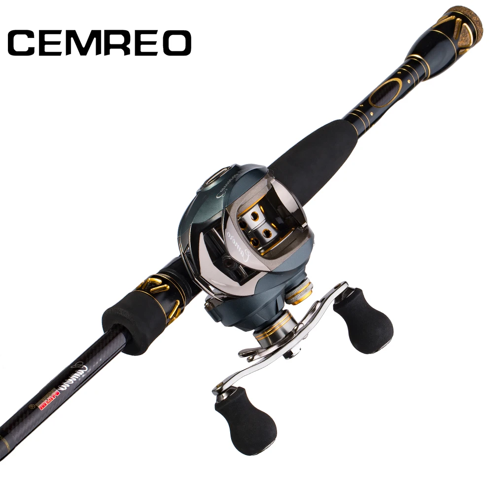 

CEMREO carbon fiber light weight hot sale fishing rods and reels combo set, Blue and gold