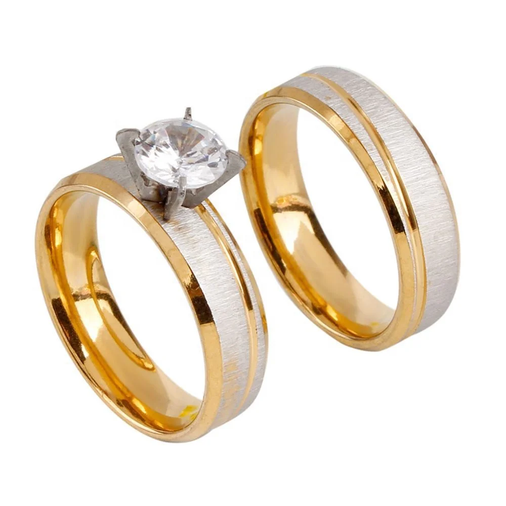 

Wholesale Gold Plated Wedding Rings Jewelry Women, Couple Ring Set, Gold.silver