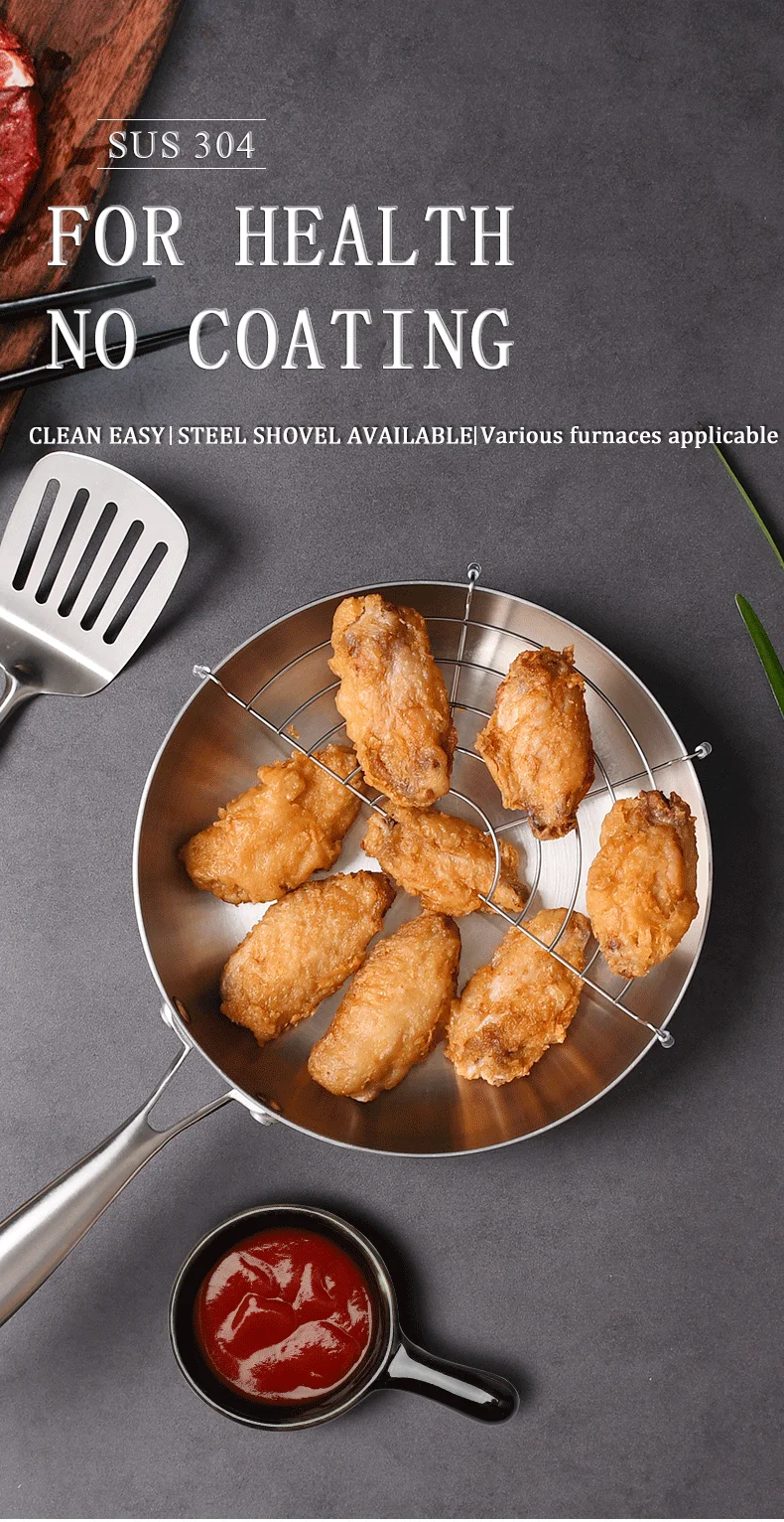 Factory Direct Stainless steel frying Pan Nonstick pan for Kitchen frypan