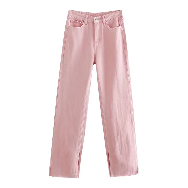 

BMURHMZA2021 summer new women's fashion versatile solid high waist split single button women's jeans, Picture color