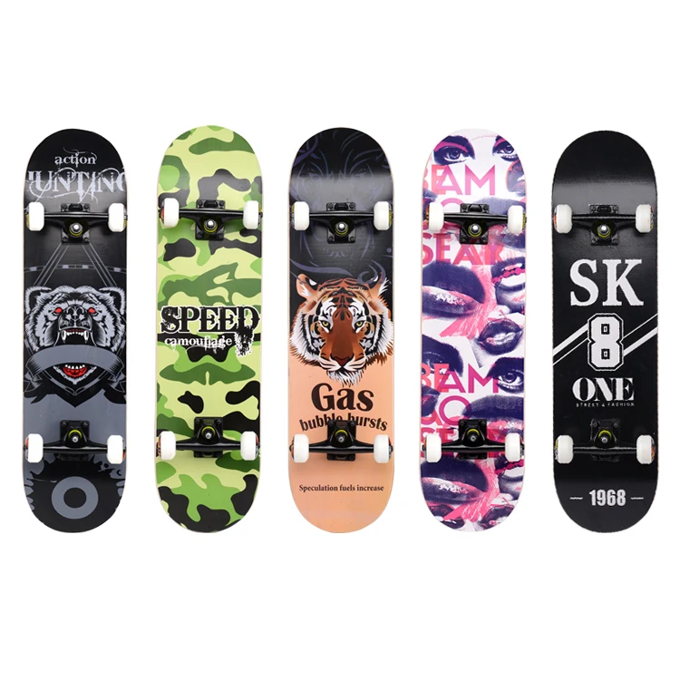 

Complete Standard Skateboard for Teens Adults Girls Boys Beginners, 7 Layer Maple wood Double Kick Concave SkateBoard, Customized color