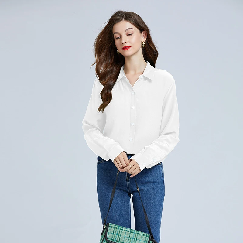 

Hot Selling Basic Silk Blouses Versatile Crep De Chine 100% Mulberry Silk Shirts For Women