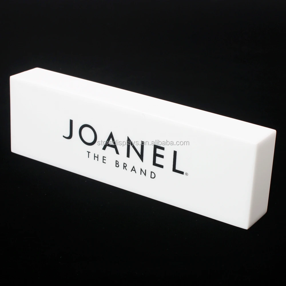 Custom Solid White Colored Acrylic Display Brand Logo Block,Acrylic