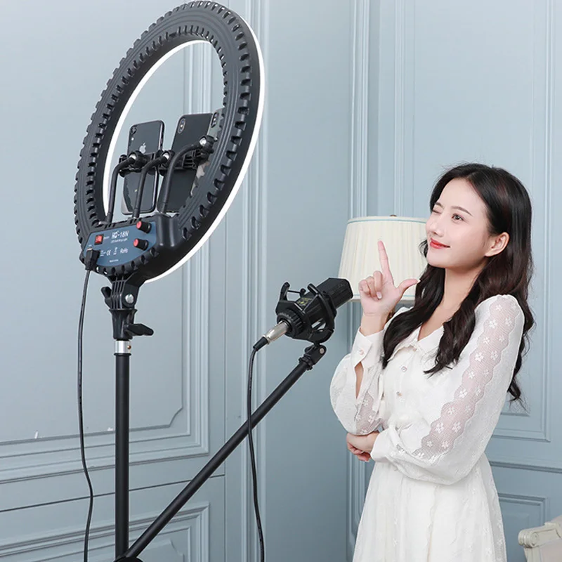 

18 Inches make up Phone TikTok Stretchable Portable Fill Led Circle Selfie Ring Light With Tripod Stand for studio, Warm natuaral white