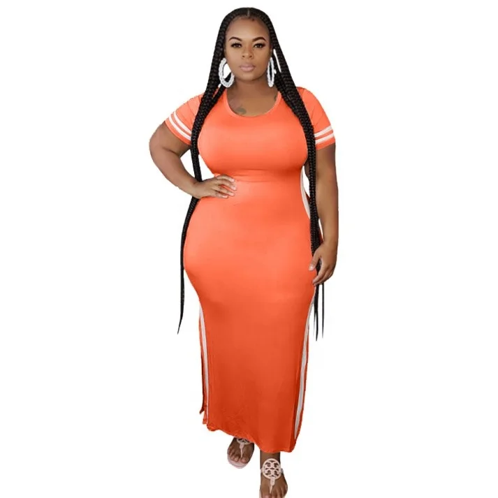 

pencil casual dresses plus size 5XL ladies bodycon dress women summer short sleeve modest african t shirt knitting casual dress, As the picture