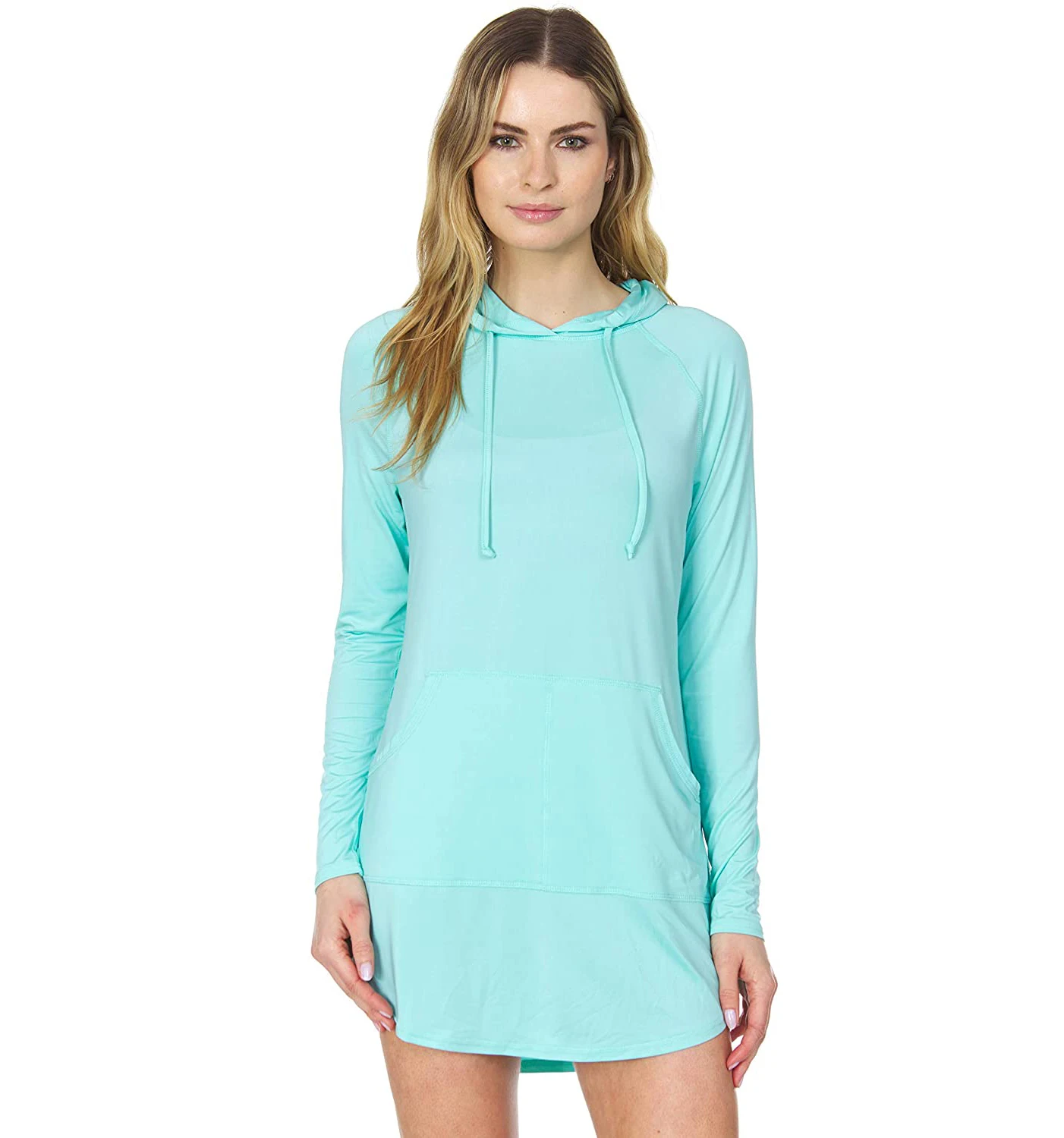 

Women's Hooded Dress Curved Hem Moisture Wicking Swim Cover-Up Dress Quick Dry, Customized color