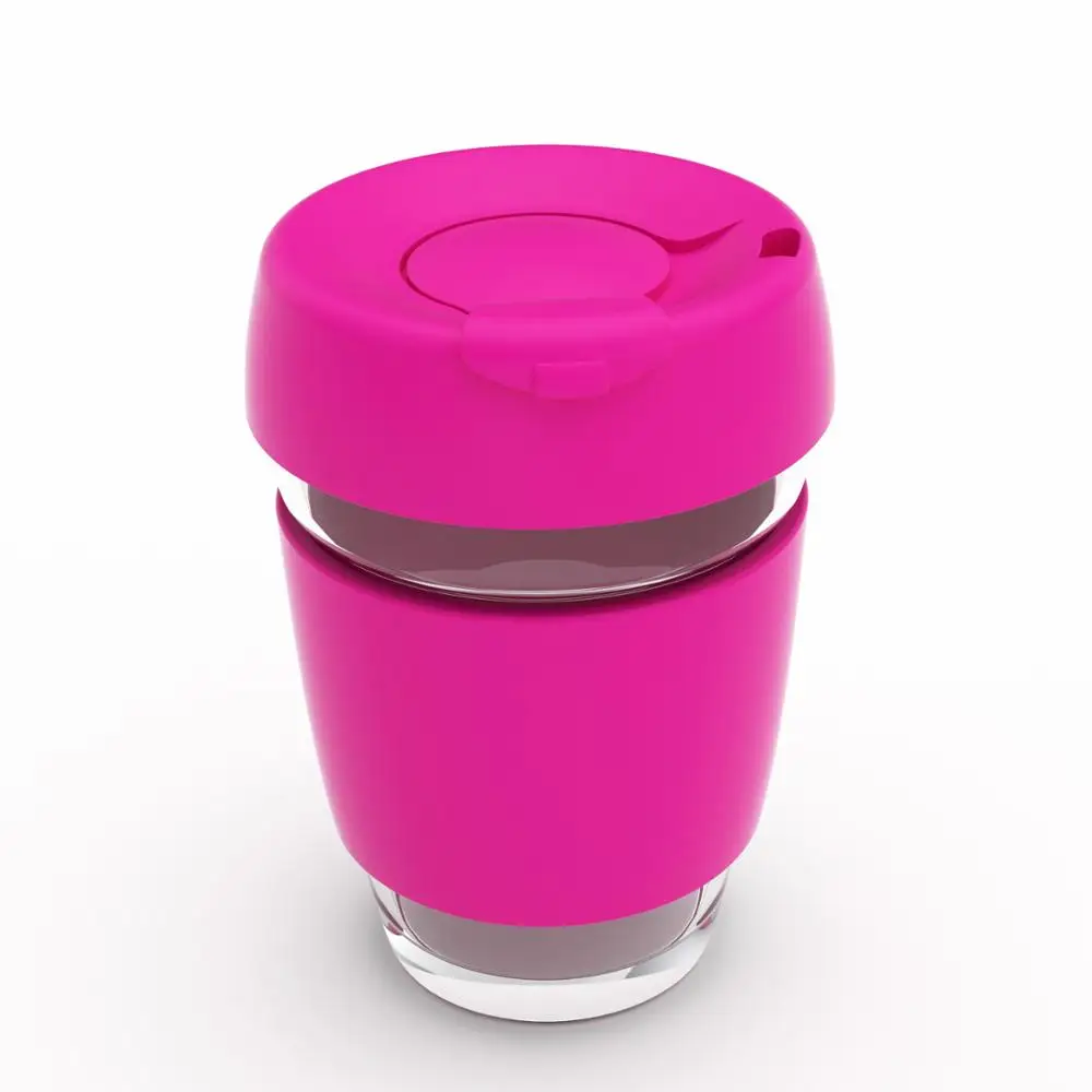 

Reusable Glass Coffee Cup Travel Coffee Mug with Lid and Silicone Sleeve