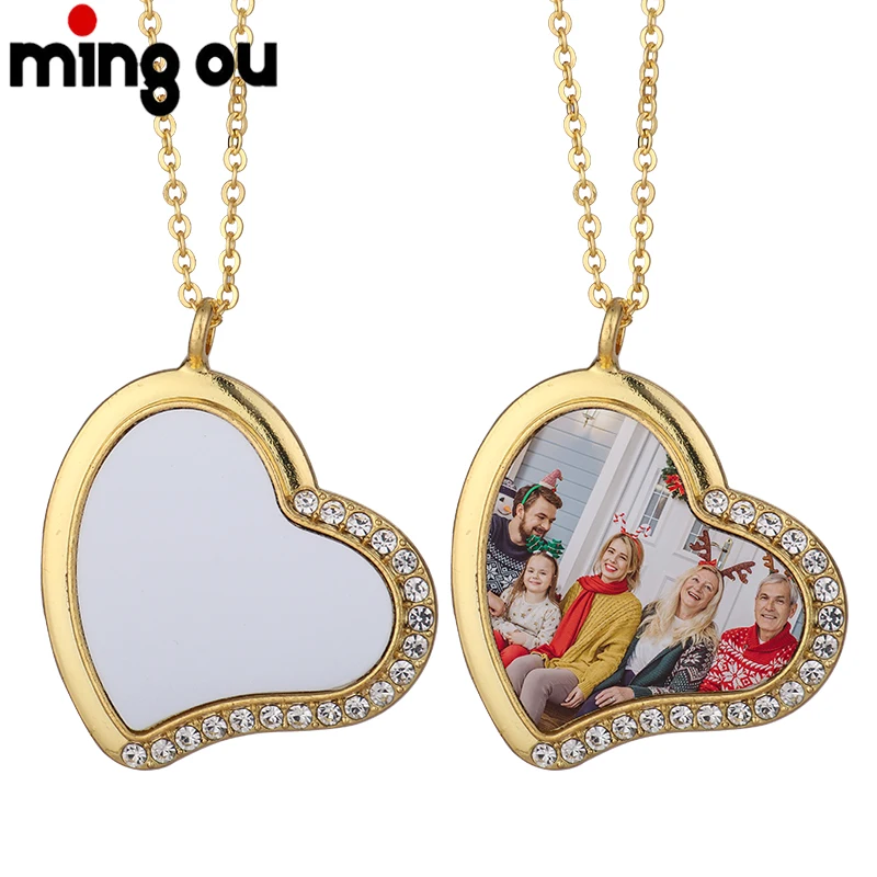 

Finished Necklace Jewelry Sublimation Blank Rhinestones Heart Necklaces