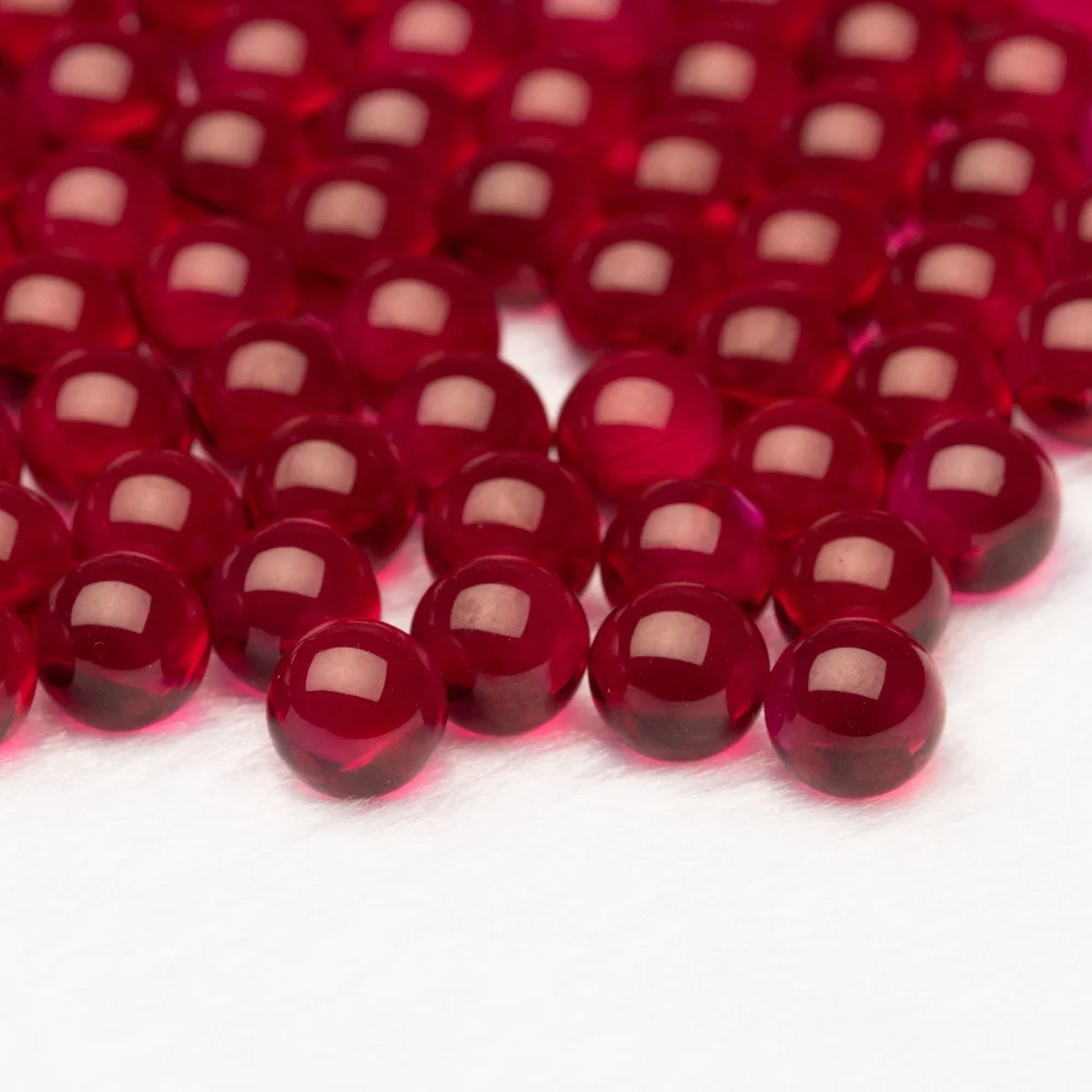 

Stcok Size Available Ruby Beads Round Cut Synthetic Ruby Gemstone Corundum 5# Ruby Beads Wholesale