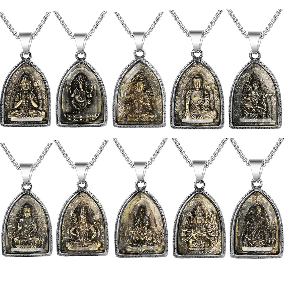 

New buddhism jewelry stainless steel buddha pendant thai amulet necklace