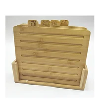 

Bamboo Index Cutting Board Set - 4 Piece Natural Wooden Chopping Board with Stand