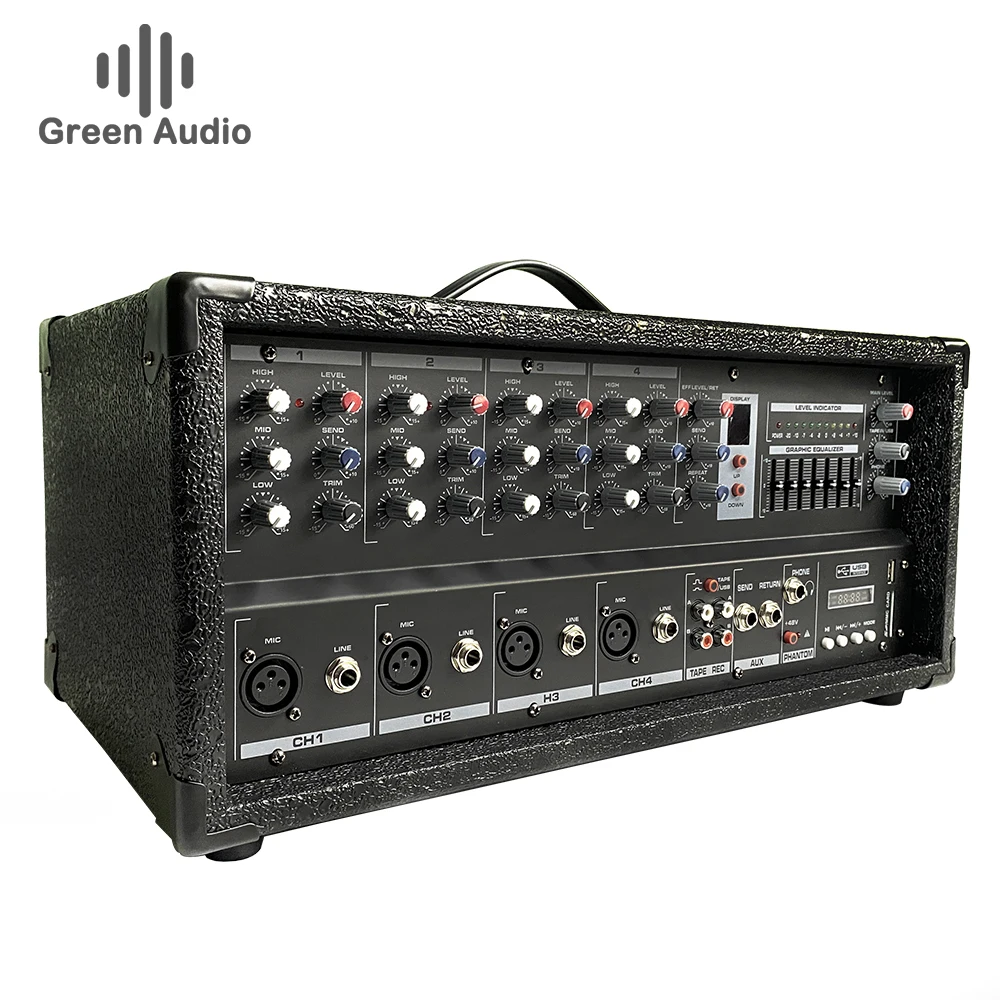 

GAX-EB4 4 Channel Power Mixer tank mixers power amplifiers with built-in Blue tooth and recording function