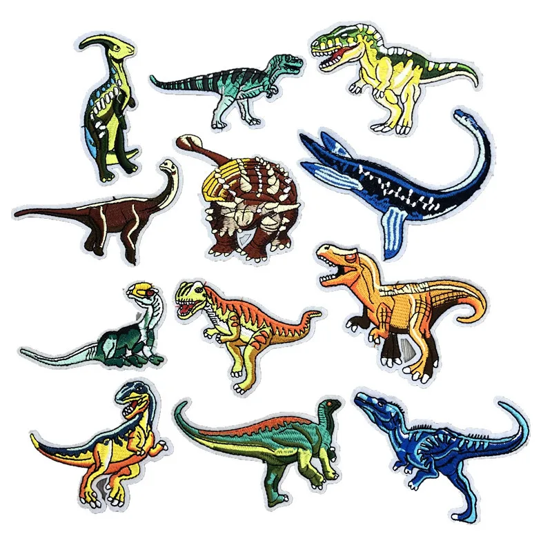 

Wholesale Dinosaur Embroidery Patch Manual Burn Border Iron-on backside, Colorful
