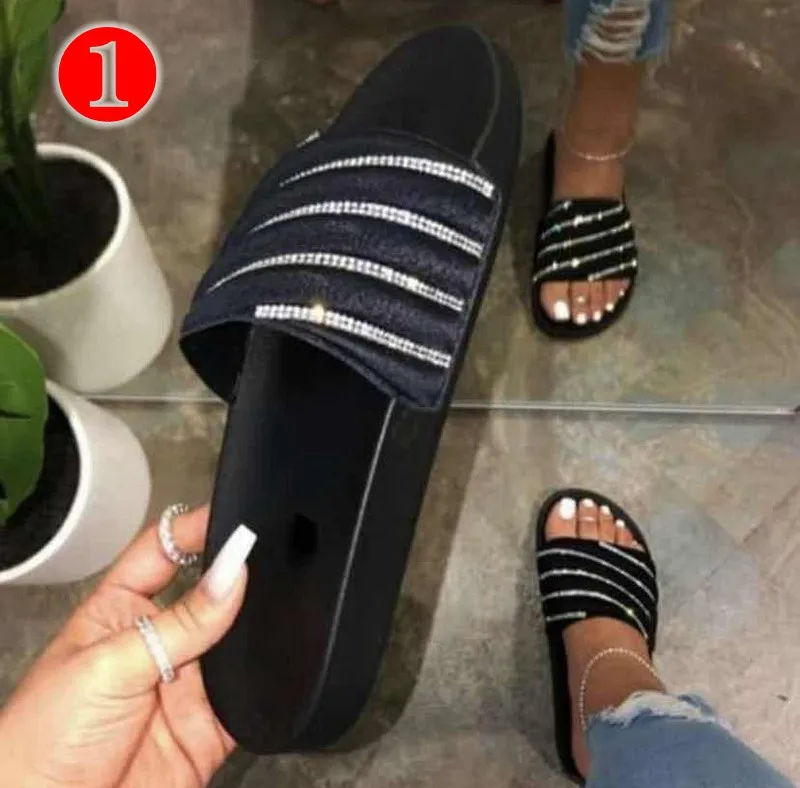 

2020 spring summer women's casual flat sandals bright diamond beach slippers ladies home candy color flip flop Women Slippers