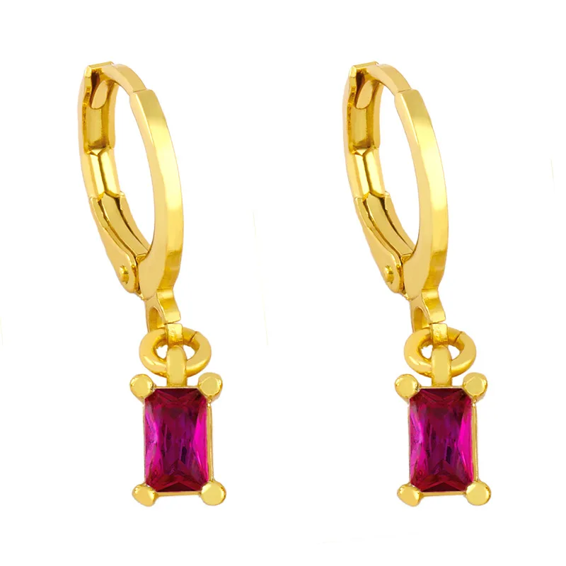 

Minimalist 18K Gold Plated CZ Diamond Geometry Rectangle Mini Stud Earrings For Women Girls Cubic Zirconia Square Ear Buckles
