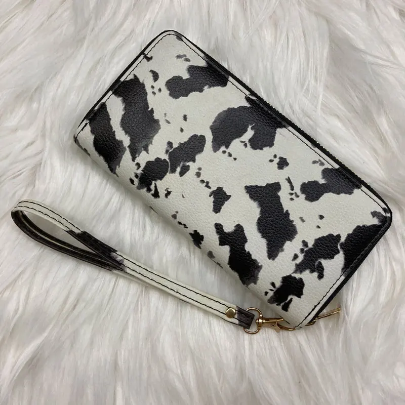 

Hot-sale Vintage Wholesale Fashion Cheap Colorful Card Holder Highland Cow Wristlet Long PU Leather Ladi Clutch Women Wallet, Sunflower, black cow, leopard, highland cow