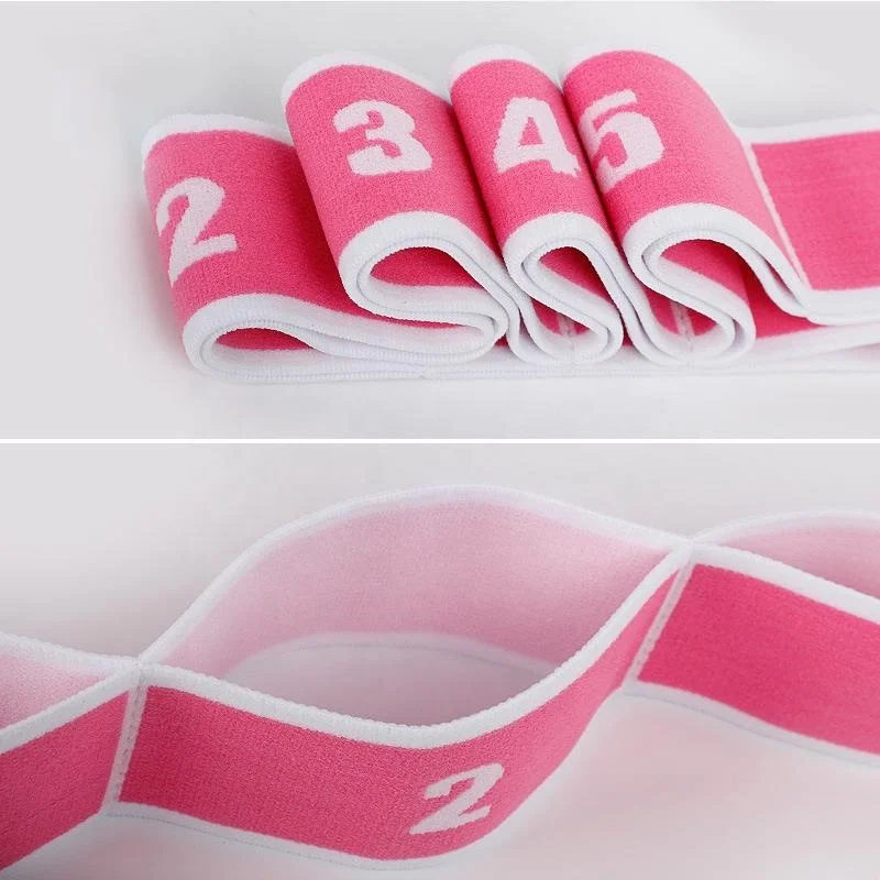 

TY Yoga Pull Strap Belt Polyester Latex Elastic Latin Dance Stretching Band Loop Yoga Pilates Fitness Exercise Resistance Bands, Pink black, pink white, yellow black, red black