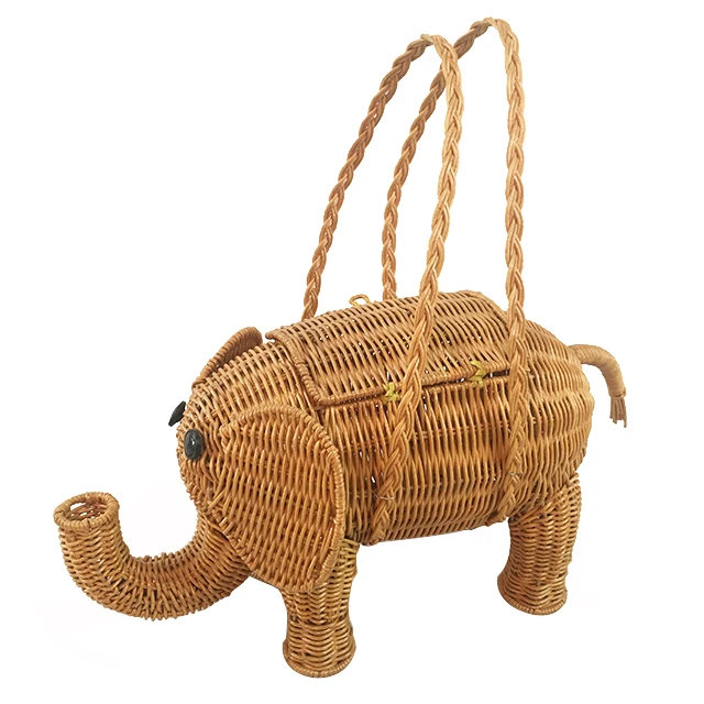 

Renel Factory Handmade Natural Rattan Woven Elephant Women / Fashion / Handbag