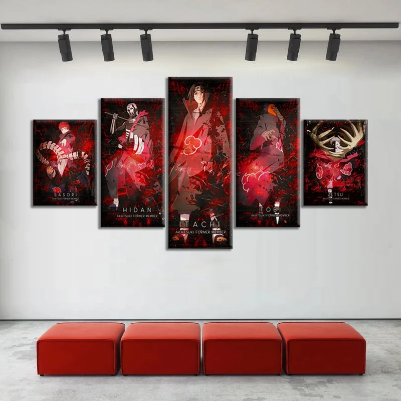 

5pcs Anime Posters Akatsukied Oil Painting Canvas Room Decor Manga Characte Tobi Hidan Sasori Zetsu Anime Poster, Multiple colours