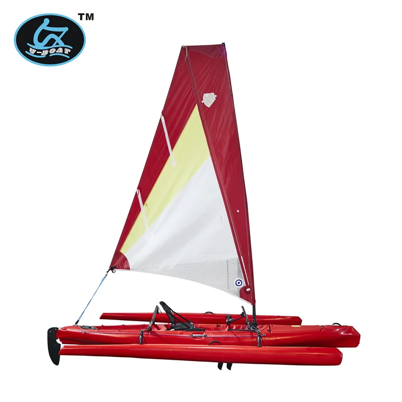 
18ft plastic sailboat with foot drive pedal system and rudder 