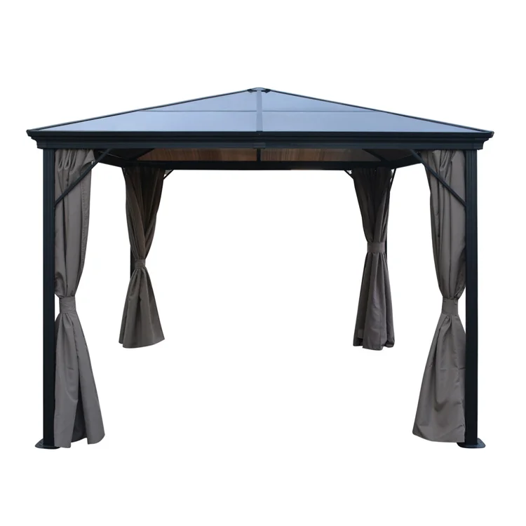 

Free shipping within U.S Outdoor 10 x 10 Foot Rust Proof Aluminum Framed Hardtop Gazebo with Curtains