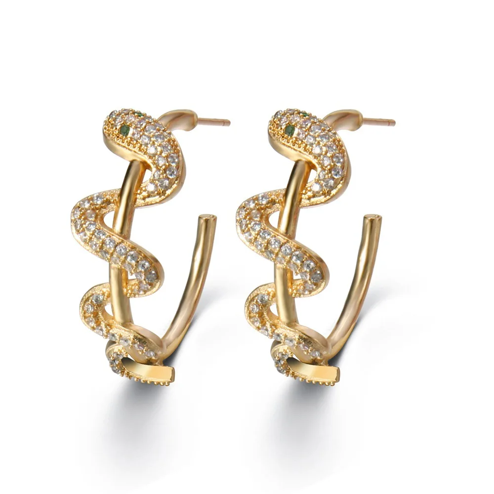 

Hot selling statement earrings zircon snake design women yiwu circle earrings for Daily Life