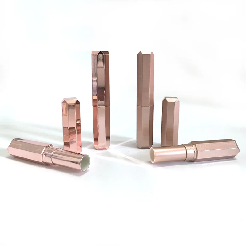 

New Style Luxury Empty Cosmetics lip balm Container Tube Rose Gold lipstick Packaging Tubes in fast delivery